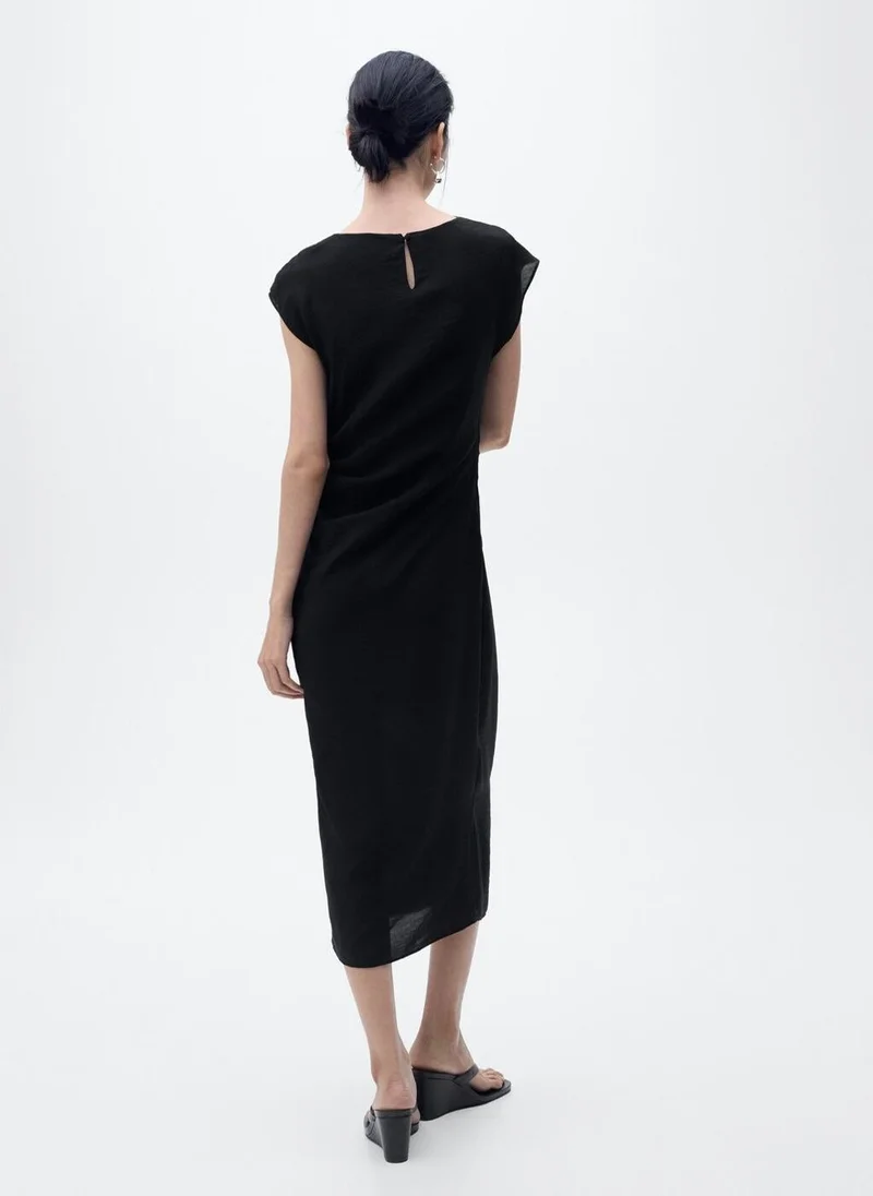 MANGO draped black dress